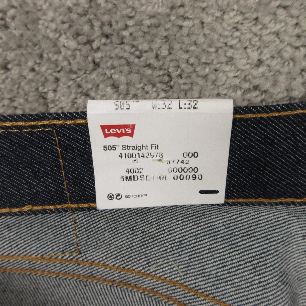 Levis Jeans Mens 32x32 Blue 505 Regular Straight Rigid Raw Denim Pants NEW Y2K